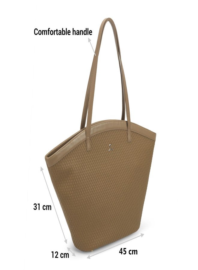 Mochi Women Beige Casual Faux leather Soft Body Zipper closure Solid Tote Bag (66-785) - Image 4